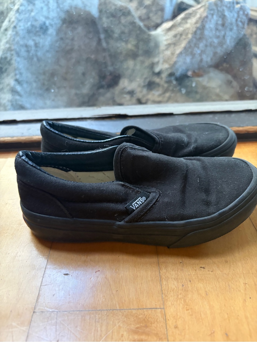 Vans Kids Slip-On Canvas Sneakers in Black